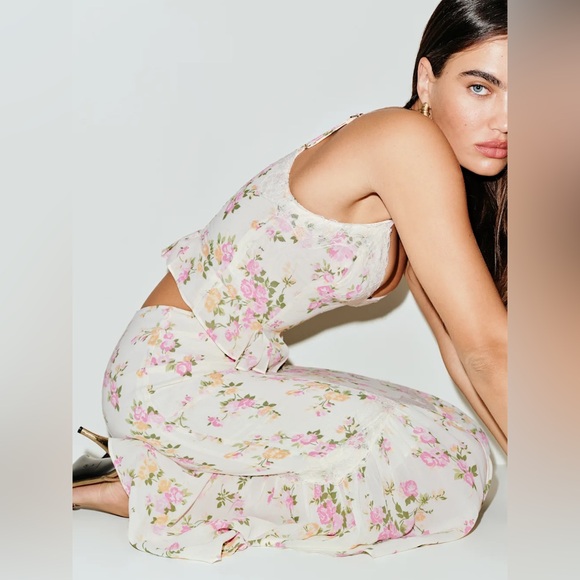 Reformation Floral Midi Dress - White and Pink - Picture 5 of 16